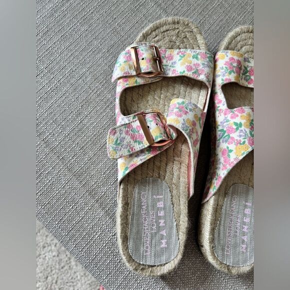 LoveShackFancy x Manebí Nordic Floral Leather Espadrille Slides✨ - Picture 4 of 12